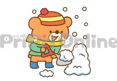 雪かきをするクマのイラスト